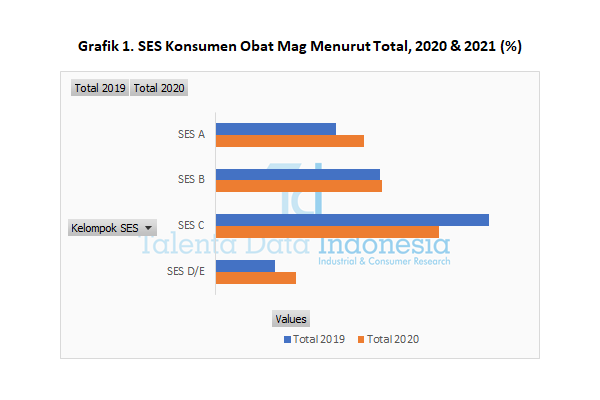 Profil Konsumen Obat Mag Berdasarkan SES 2021 (Total)